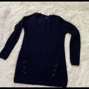 Glittery dark blue long sweater